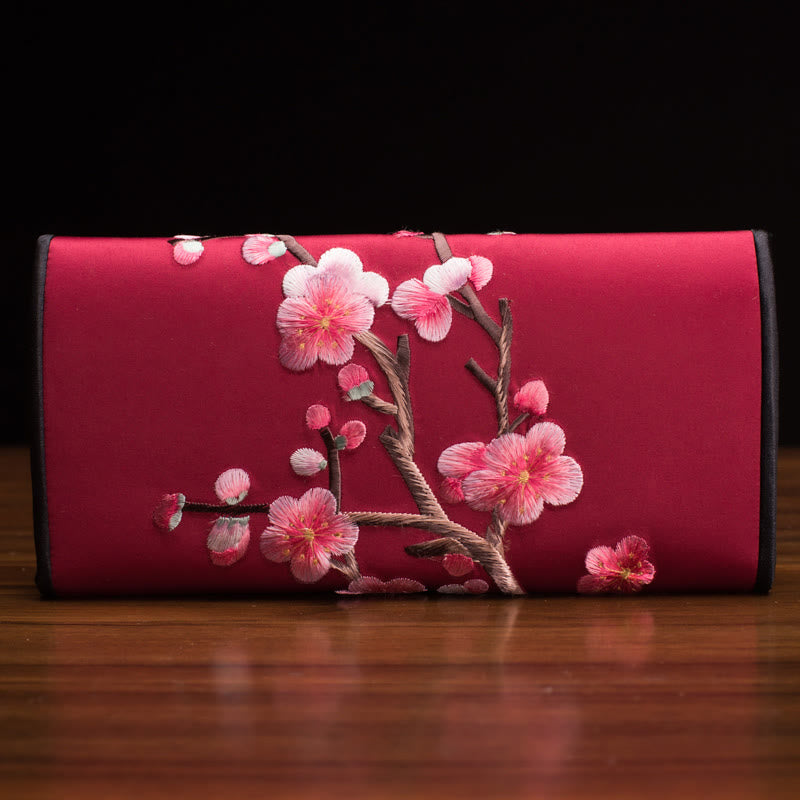 Nimara Ritual Plum Bossom Su Embroidery Journey Shopping Long Purse Handbag