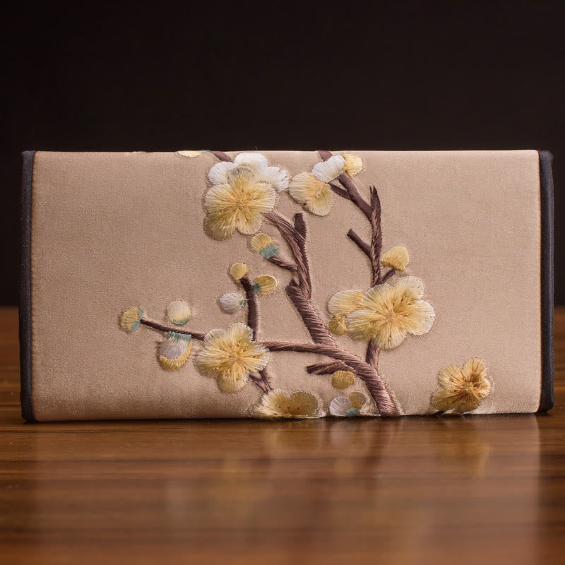 Nimara Ritual Plum Bossom Su Embroidery Journey Shopping Long Purse Handbag