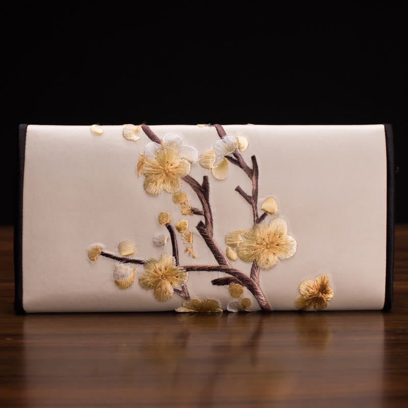 Nimara Ritual Plum Bossom Su Embroidery Journey Shopping Long Purse Handbag