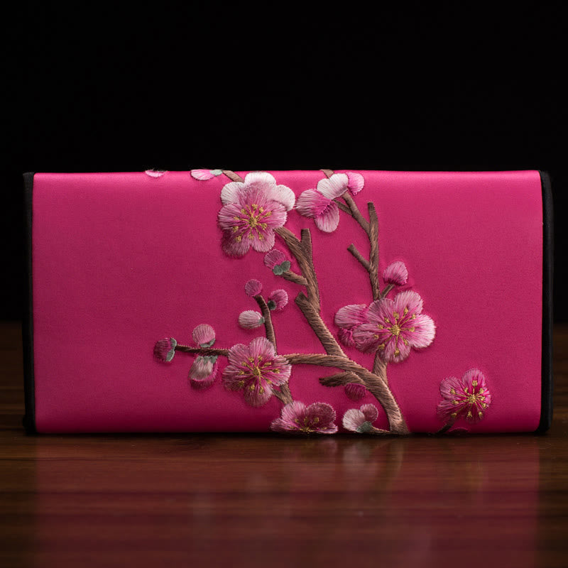Nimara Ritual Plum Bossom Su Embroidery Journey Shopping Long Purse Handbag