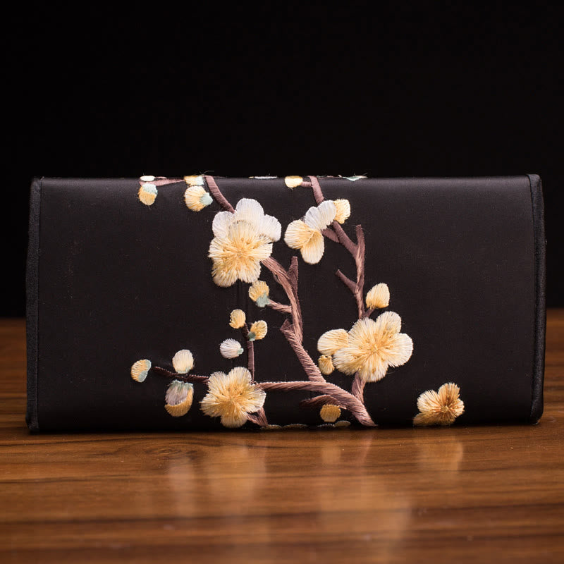 Nimara Ritual Plum Bossom Su Embroidery Journey Shopping Long Purse Handbag