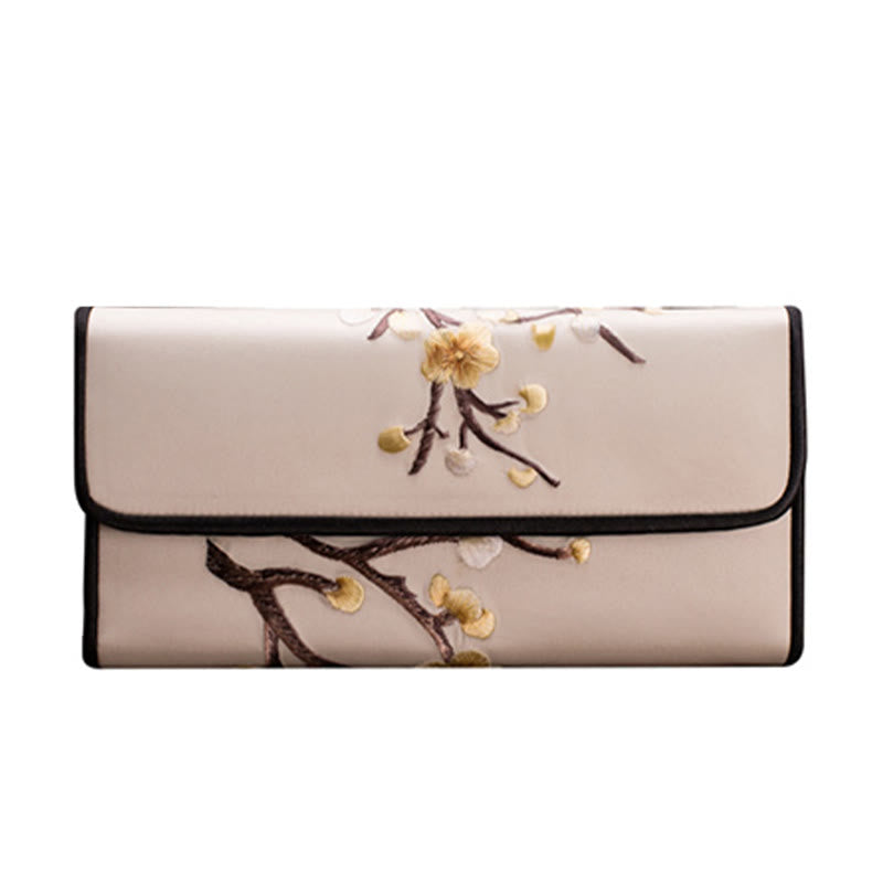 Nimara Ritual Plum Bossom Su Embroidery Journey Shopping Long Purse Handbag