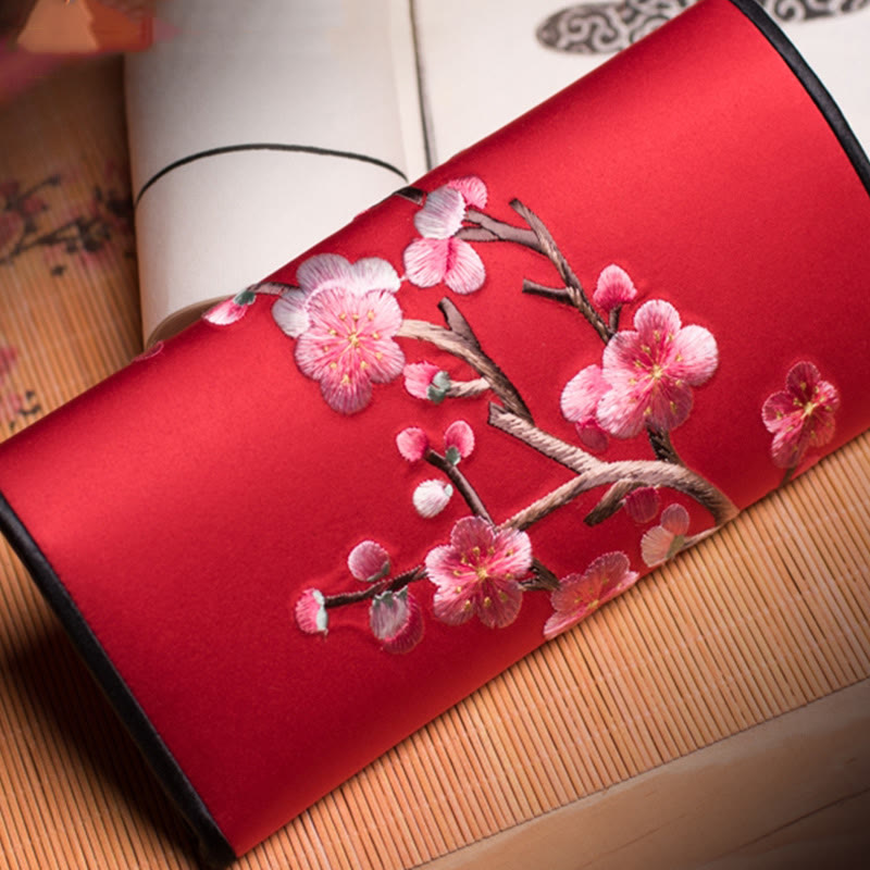 Nimara Ritual Plum Bossom Su Embroidery Journey Shopping Long Purse Handbag