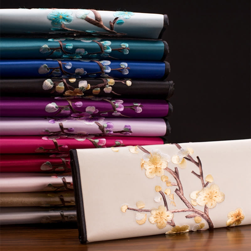 Nimara Ritual Plum Bossom Su Embroidery Journey Shopping Long Purse Handbag