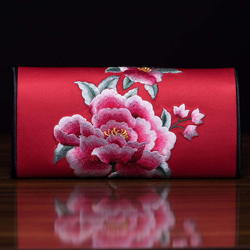 Nimara Ritual Peony Su Embroidery Journey Shopping Long Purse Handbag