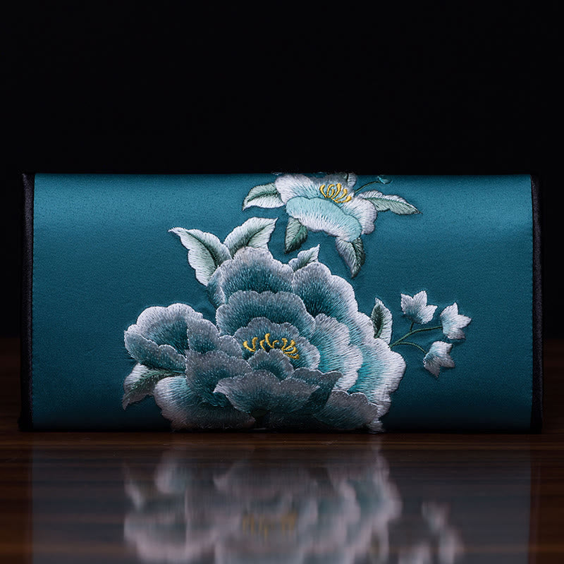 Nimara Ritual Peony Su Embroidery Journey Shopping Long Purse Handbag