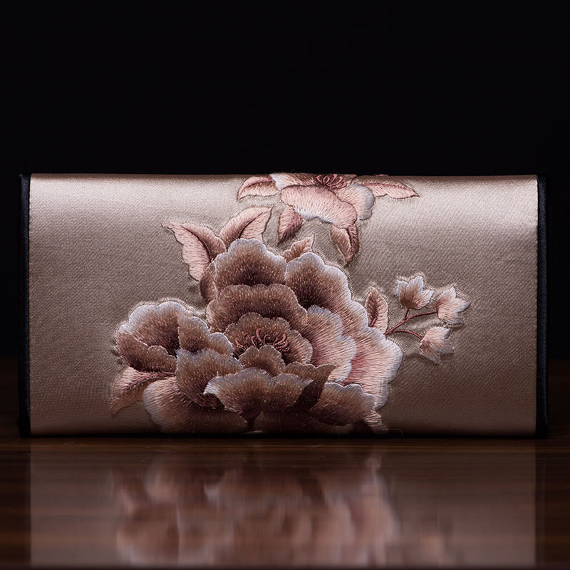 Nimara Ritual Peony Su Embroidery Journey Shopping Long Purse Handbag
