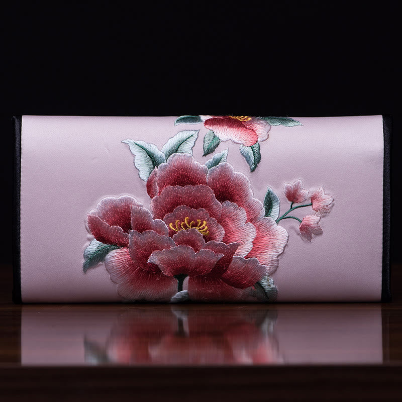 Nimara Ritual Peony Su Embroidery Journey Shopping Long Purse Handbag