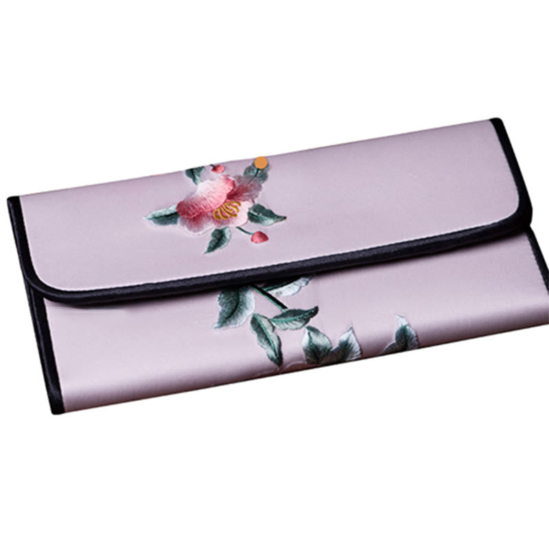 Nimara Ritual Peony Su Embroidery Journey Shopping Long Purse Handbag