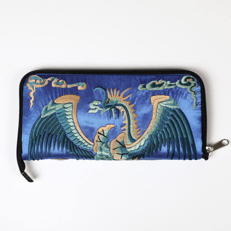 Nimara Ritual Mythical Beast Phoenix Dragon Qilin Su Embroidery Ticket Folder Storage Journey Shopping Purse Handbag