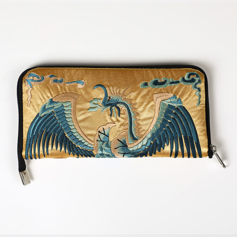 Nimara Ritual Mythical Beast Phoenix Dragon Qilin Su Embroidery Ticket Folder Storage Journey Shopping Purse Handbag