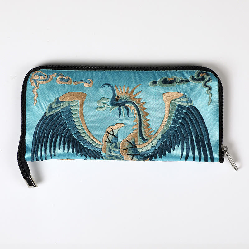 Nimara Ritual Mythical Beast Phoenix Dragon Qilin Su Embroidery Ticket Folder Storage Journey Shopping Purse Handbag