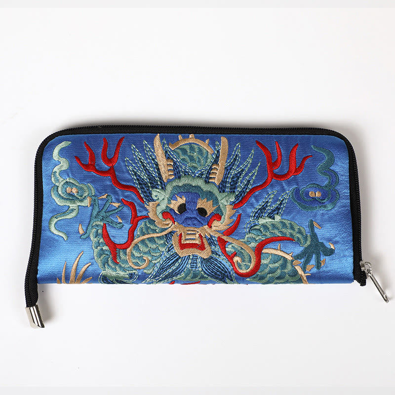 Nimara Ritual Mythical Beast Phoenix Dragon Qilin Su Embroidery Ticket Folder Storage Journey Shopping Purse Handbag