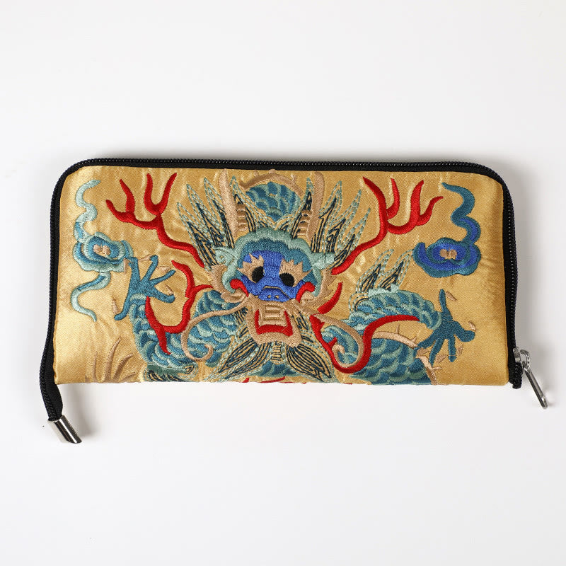 Nimara Ritual Mythical Beast Phoenix Dragon Qilin Su Embroidery Ticket Folder Storage Journey Shopping Purse Handbag