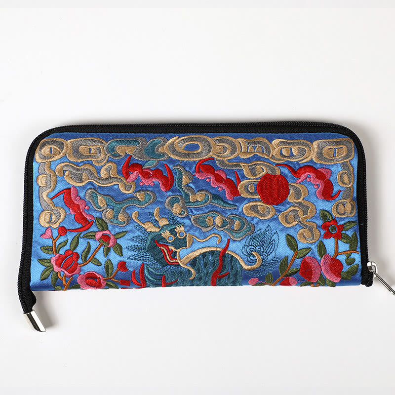 Nimara Ritual Mythical Beast Phoenix Dragon Qilin Su Embroidery Ticket Folder Storage Journey Shopping Purse Handbag