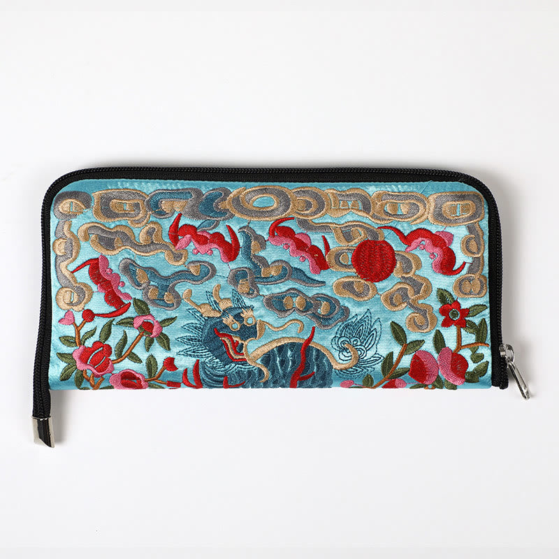 Nimara Ritual Mythical Beast Phoenix Dragon Qilin Su Embroidery Ticket Folder Storage Journey Shopping Purse Handbag