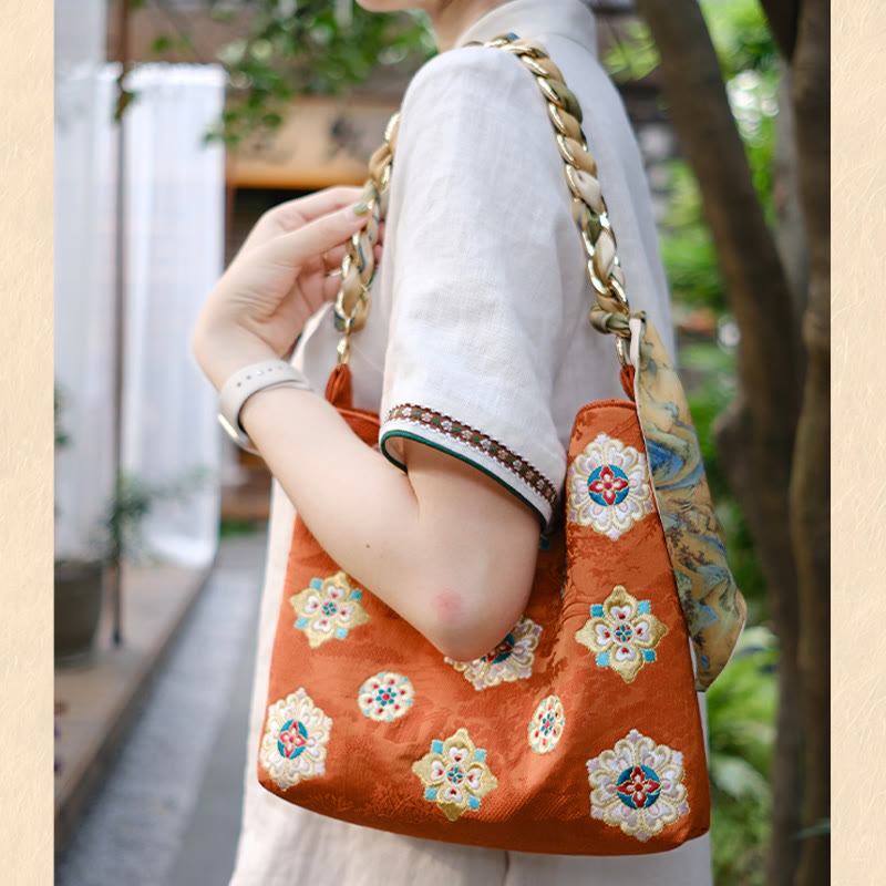 Nimara Ritual Satin Su Embroidery Journey Shopping Shoulder Bag Handbag Crossbody Bag