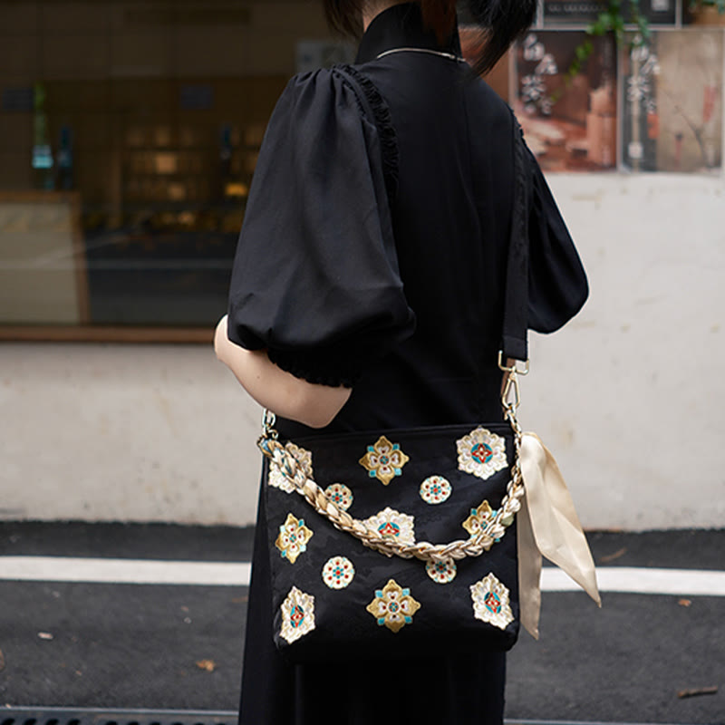 Nimara Ritual Satin Su Embroidery Journey Shopping Shoulder Bag Handbag Crossbody Bag