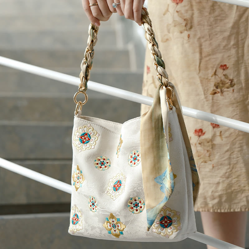 Nimara Ritual Satin Su Embroidery Journey Shopping Shoulder Bag Handbag Crossbody Bag
