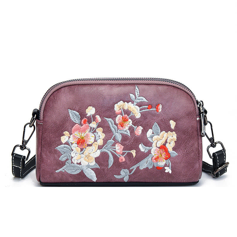 Nimara Ritual Peony Pomegranate Flowers Su Embroidery Journey Shopping Purse Shoulder Bag Crossbody Bag