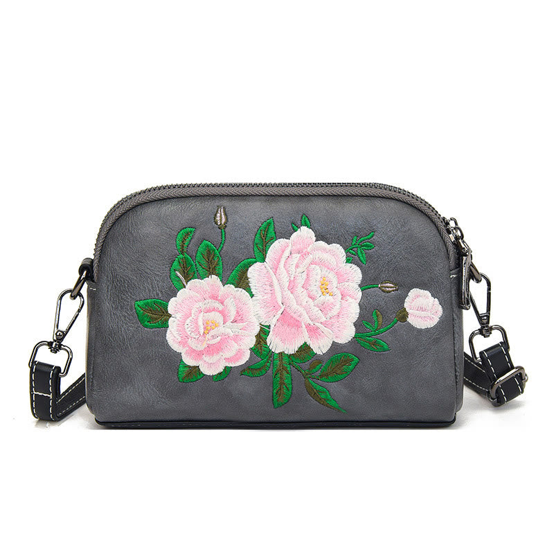 Nimara Ritual Peony Pomegranate Flowers Su Embroidery Journey Shopping Purse Shoulder Bag Crossbody Bag