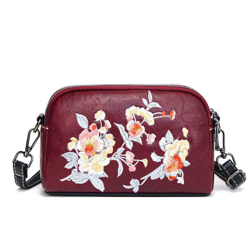 Nimara Ritual Peony Pomegranate Flowers Su Embroidery Journey Shopping Purse Shoulder Bag Crossbody Bag