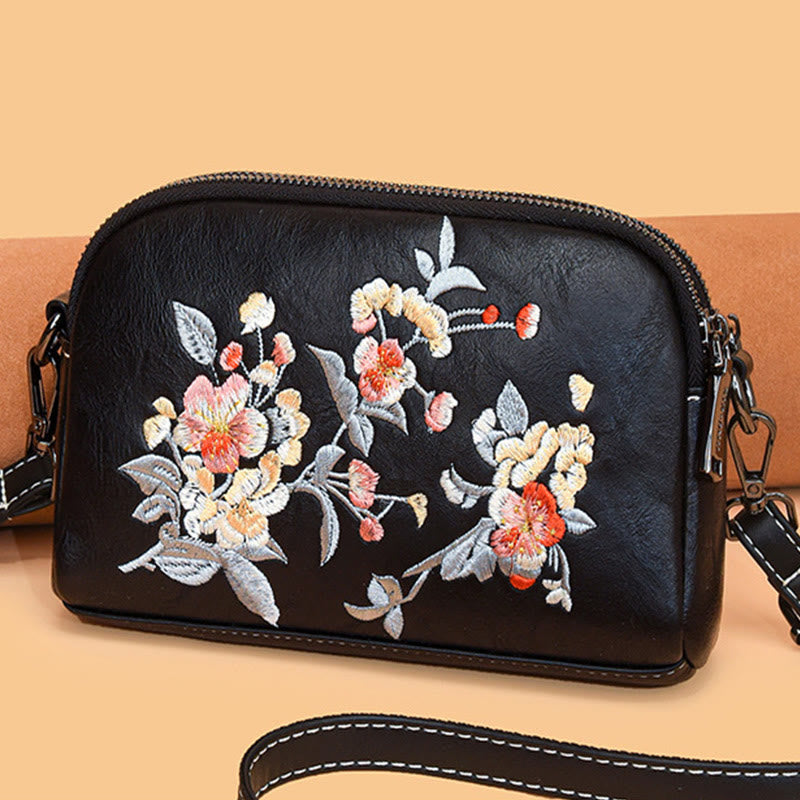 Nimara Ritual Peony Pomegranate Flowers Su Embroidery Journey Shopping Purse Shoulder Bag Crossbody Bag