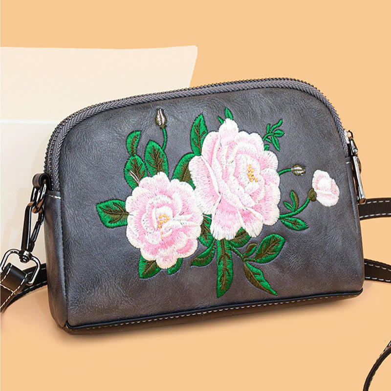 Nimara Ritual Peony Pomegranate Flowers Su Embroidery Journey Shopping Purse Shoulder Bag Crossbody Bag