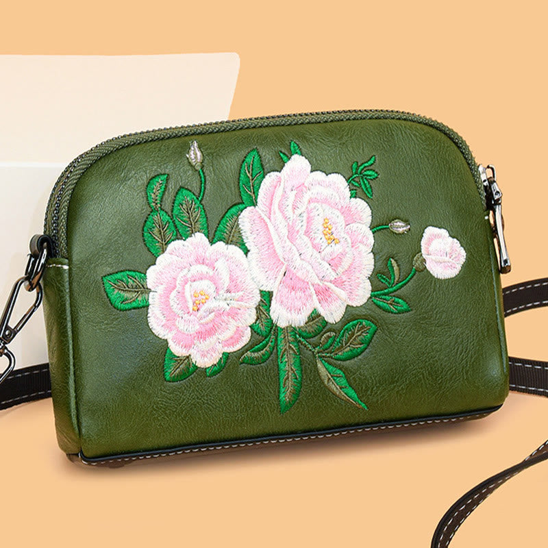 Nimara Ritual Peony Pomegranate Flowers Su Embroidery Journey Shopping Purse Shoulder Bag Crossbody Bag