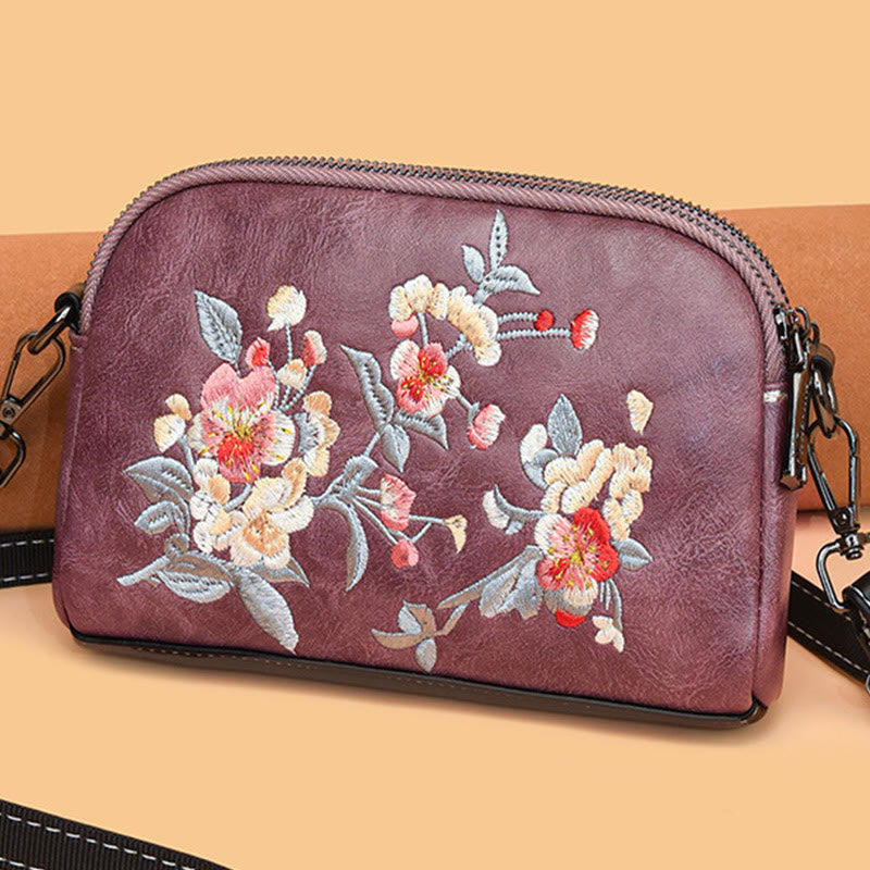Nimara Ritual Peony Pomegranate Flowers Su Embroidery Journey Shopping Purse Shoulder Bag Crossbody Bag