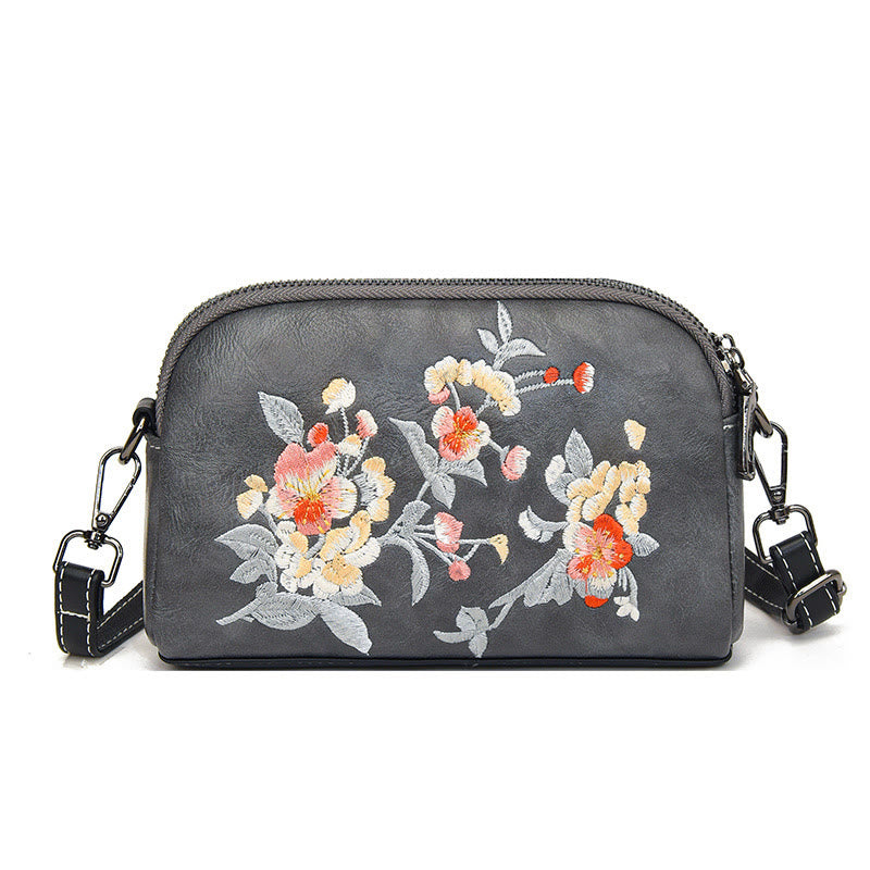 Nimara Ritual Peony Pomegranate Flowers Su Embroidery Journey Shopping Purse Shoulder Bag Crossbody Bag