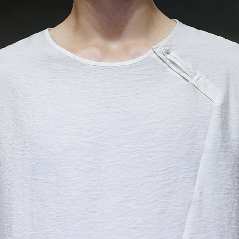 Nimara Ritual Fall Solid Round Neck Long Sleeve T-Shirt Cotton Men Clothing