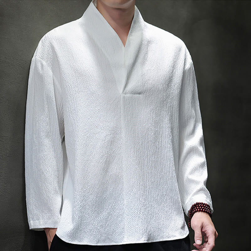 Nimara Ritual Simple V-Neck Long Sleeve T-Shirt Men Clothing