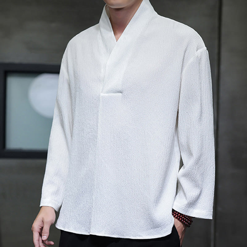 Nimara Ritual Simple V-Neck Long Sleeve T-Shirt Men Clothing