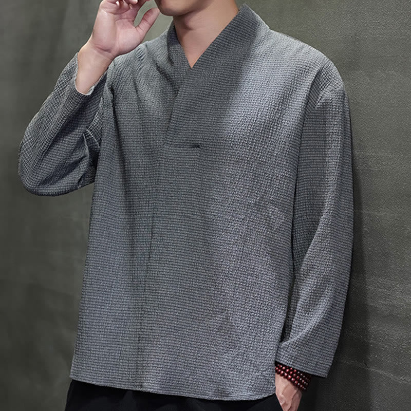 Nimara Ritual Simple V-Neck Long Sleeve T-Shirt Men Clothing