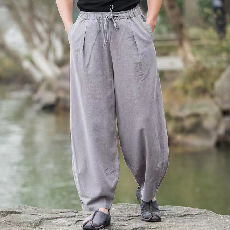 Nimara Ritual Casual Simple Drawstring Men's Harem Pants With Pockets