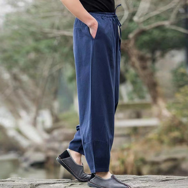 Nimara Ritual Casual Simple Drawstring Men's Harem Pants With Pockets