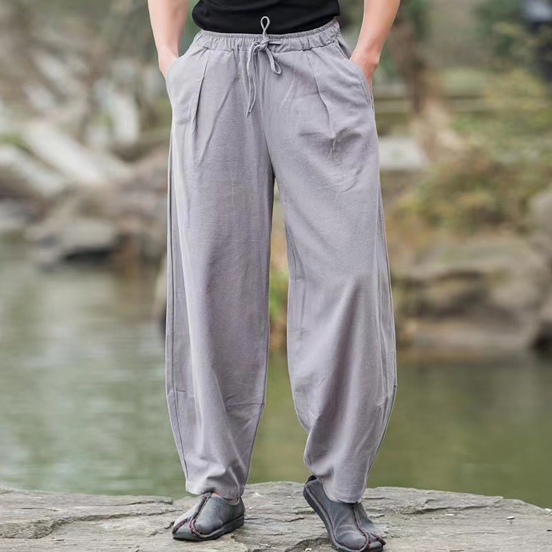 Nimara Ritual Casual Simple Drawstring Men's Harem Pants With Pockets