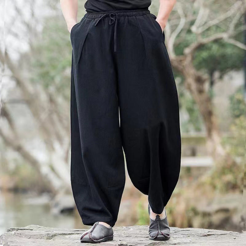 Nimara Ritual Casual Simple Drawstring Men's Harem Pants With Pockets