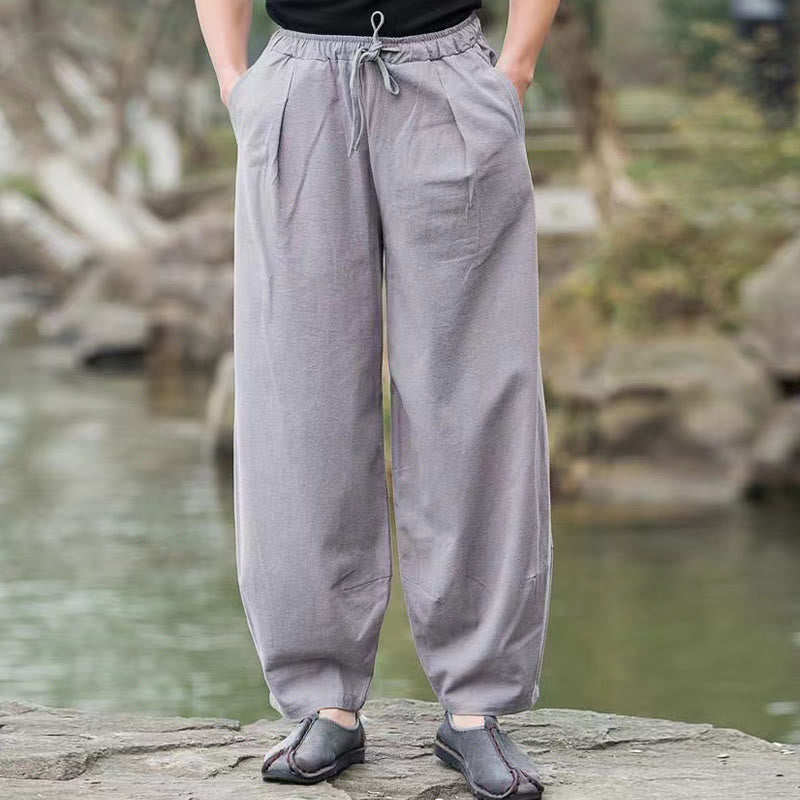 Nimara Ritual Casual Simple Drawstring Men's Harem Pants With Pockets