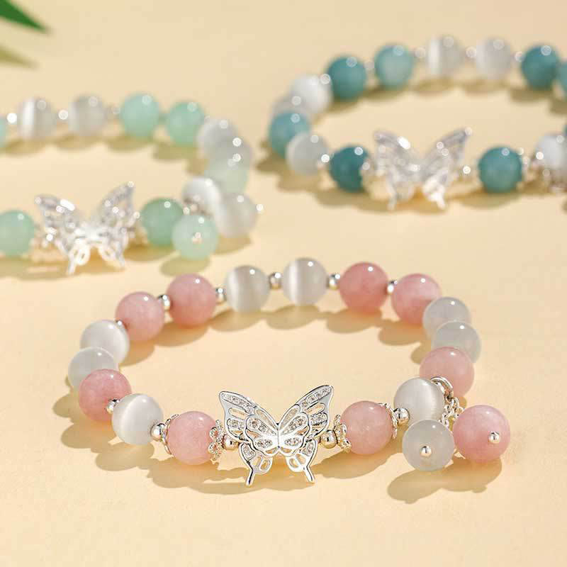 Nimara Ritual Chrysoberyl Cat's Eye Chalcedony Butterfly Love Bracelet