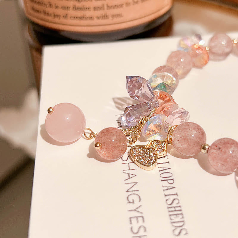 Nimara Ritual Strawberry Quartz Crystal Gourd Positive Bracelet