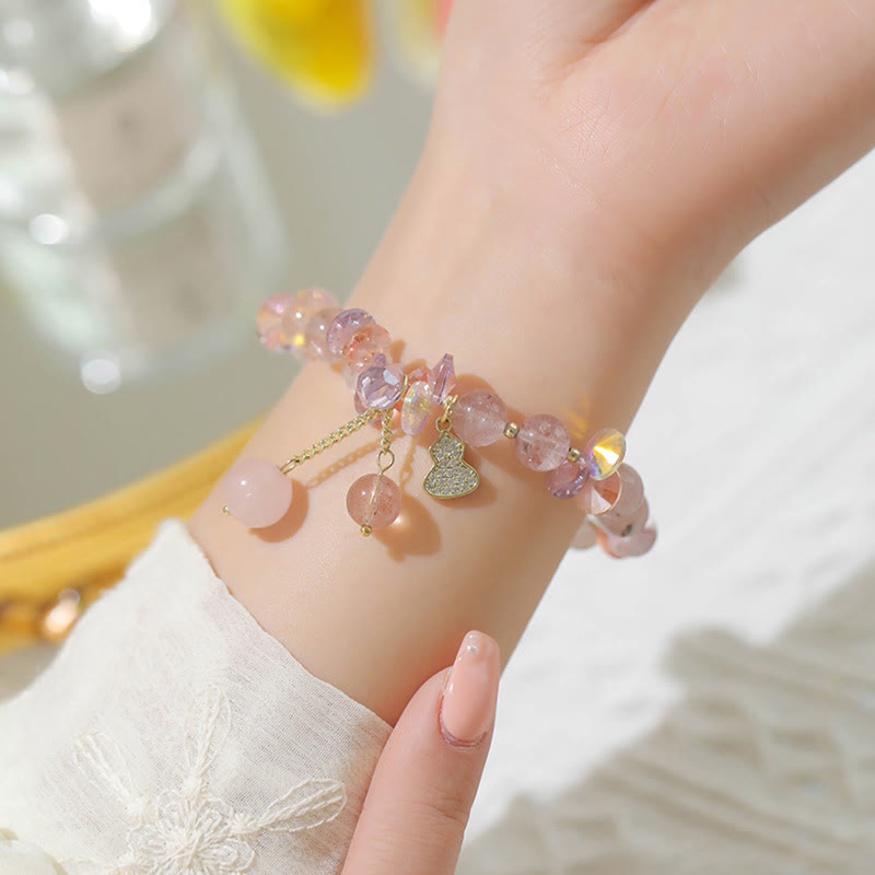 Nimara Ritual Strawberry Quartz Crystal Gourd Positive Bracelet