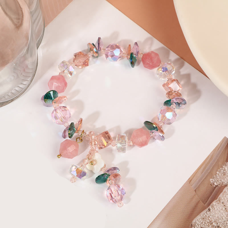 Nimara Ritual Pink Crystal Green Crystal White Crystal Flower Warmth Bracelet
