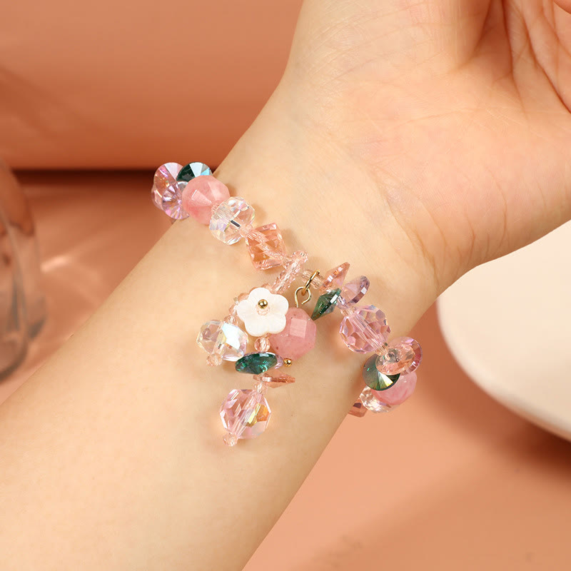 Nimara Ritual Pink Crystal Green Crystal White Crystal Flower Warmth Bracelet