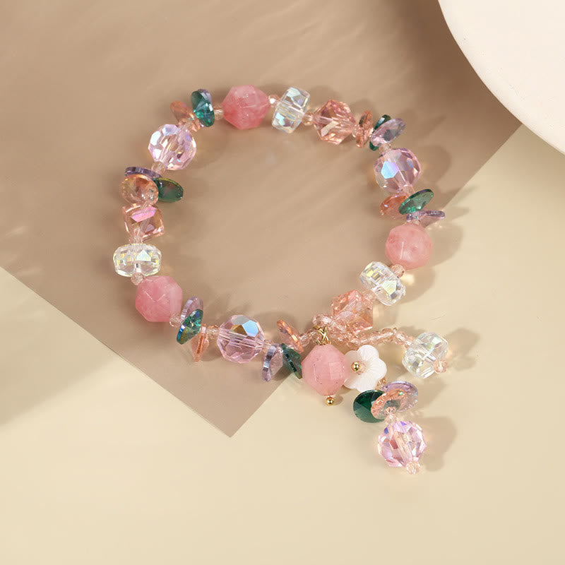 Nimara Ritual Pink Crystal Green Crystal White Crystal Flower Warmth Bracelet
