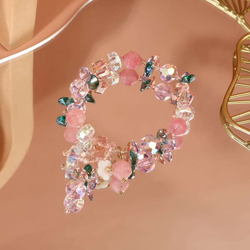 Nimara Ritual Pink Crystal Green Crystal White Crystal Flower Warmth Bracelet