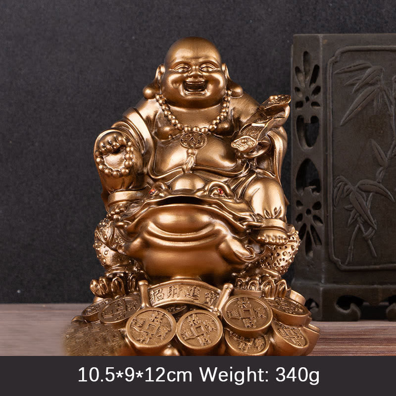 Nimara Ritual Laughing Buddha Feng Shui Frog Toad Copper Coins Attract Wealth Resin Statue Home Decoration