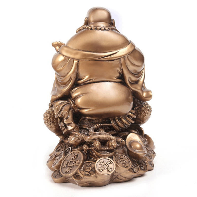 Nimara Ritual Laughing Buddha Feng Shui Frog Toad Copper Coins Attract Wealth Resin Statue Home Decoration