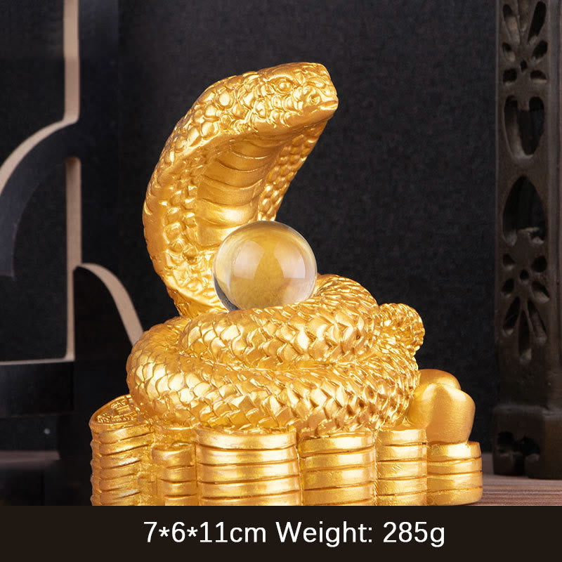 Nimara Ritual Year Of The Snake Ingots Copper Coins Ball Wealth Resin Statue Home Decoration
